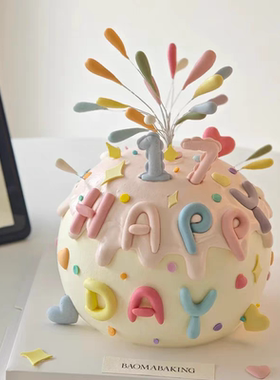 网红同款彩色礼花火生日蛋糕装饰插件happy birthday字母模具烘焙