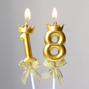 ins风创意金色皇冠数字蜡烛宝宝周岁生日派对蛋糕装饰拍照道具