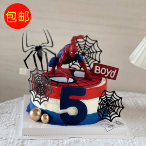 包邮男孩生日蛋糕装饰摆件英雄复仇联盟蜘蛛人带底座模型烘焙摆件