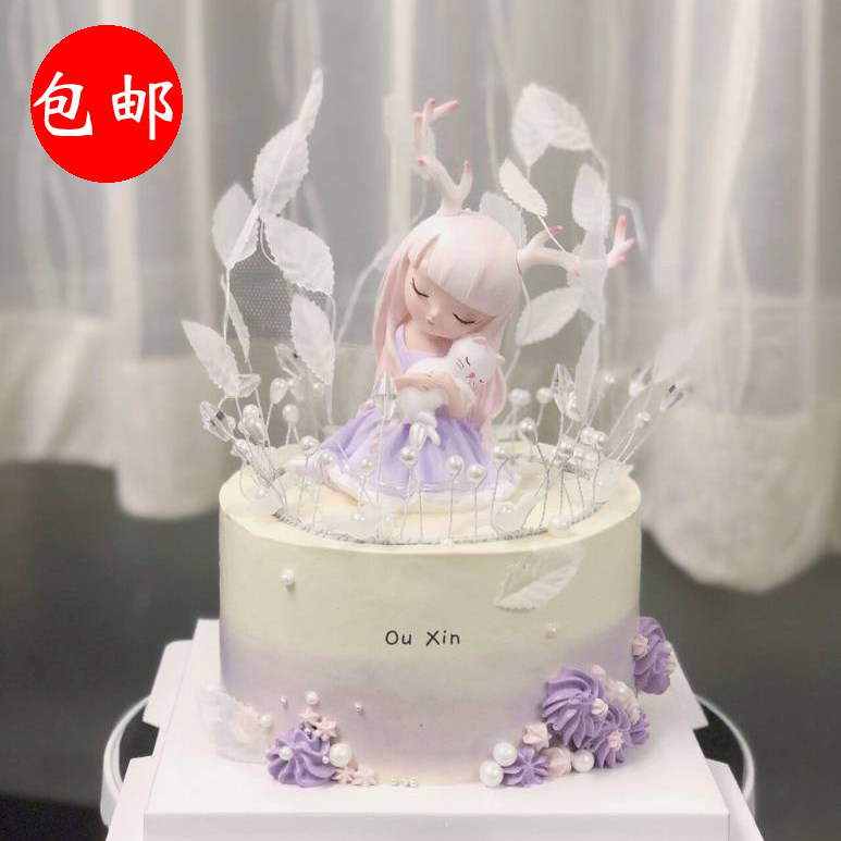 包邮烘焙蛋糕摆件鹿角女孩白色叶子皇冠梦幻花瓣蝴蝶生日装饰插件,节庆用品/礼品,节日装扮用品,淘宝优惠券,粉丝福利购,淘宝优惠卷