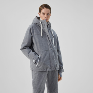 BC女士抽绳连帽羽绒服冬季新品百搭休闲保暖白鹅绒上衣外套