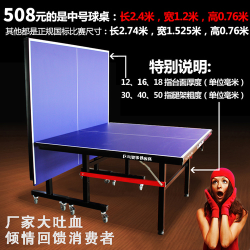 美卡龙乒乓球桌子室内家用可折叠标准乒乓球台带轮比赛兵兵球桌
