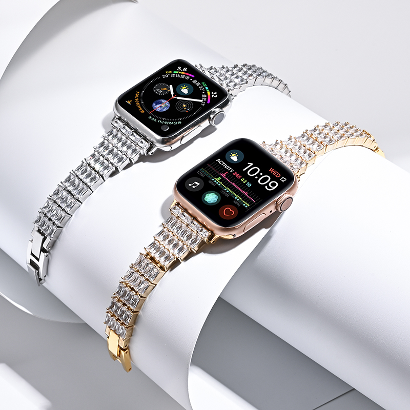 星图适用苹果apple watch123456se7s8水钻表带金属壳边框40/44/42mm珍珠45iwatch潮女小香风保护外壳ultra49