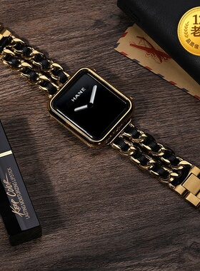 星图46手表带不锈钢小香风Applewatch12356s7se89小众38mm40苹果iwatch44牛仔链条潮皮45s10/41新款ultra49