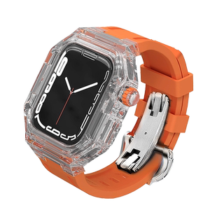 星图改装造iwatch367s89金属11s10代ultra壳套se苹果手表带46橡树45mm49冰川ap蝴蝶扣不锈钢爱透明彼42iPhone