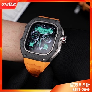 星图azmax适watch 理查德rm盘applewatch改造个性 潮金属创意男 ultra49mm碳纤维保护壳钛合金蝴蝶扣氟橡胶改装