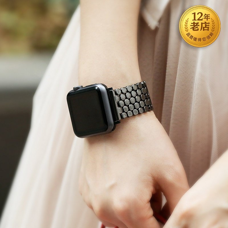 星图金属链式苹果applewatch手表带42mm38男女67iwatch1/2/3/4/56789代不锈钢44s40潮小香风se10ultra49/46