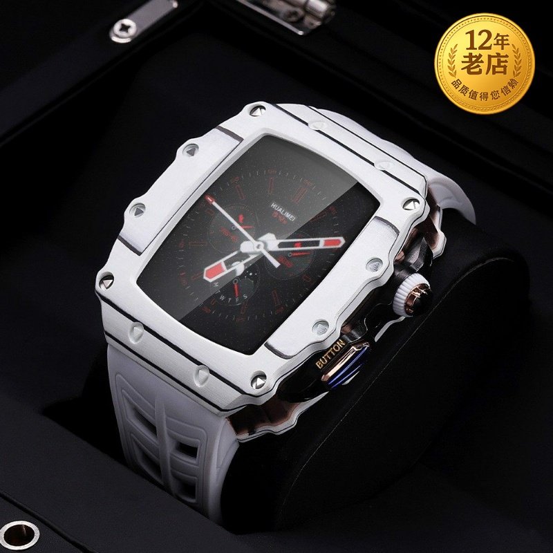 星图iwatch1234567se89s碳纤维保护壳氟橡胶蝴蝶扣表带运动个性苹果手表applewatch44mm45男女改装透明查理德