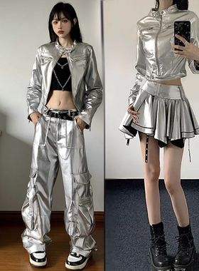 女团kopo嘻哈爵士舞银色科技感时装街舞套装模特服DS酒吧表演出服