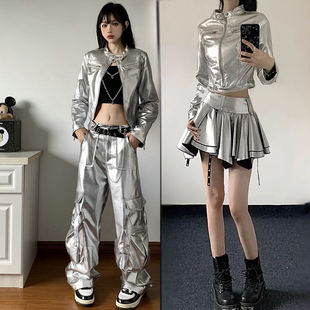 女团kopo嘻哈爵士舞银色科技感时装街舞套装模特服DS酒吧表演出服