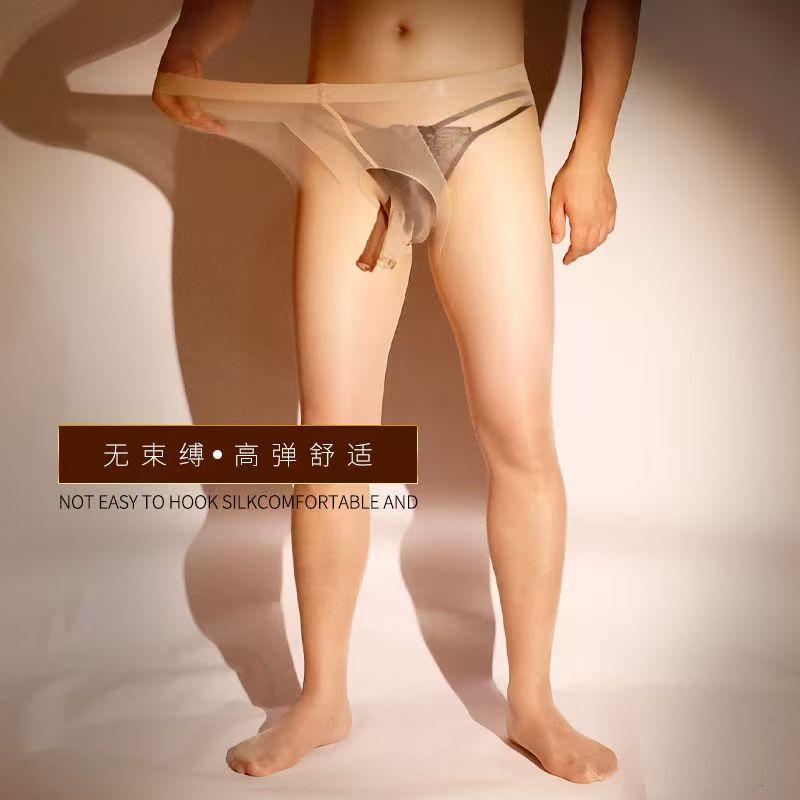男士丝袜5D超薄丝滑带jj套开口闭口性感T加裆夏季长黑丝连裤丝袜