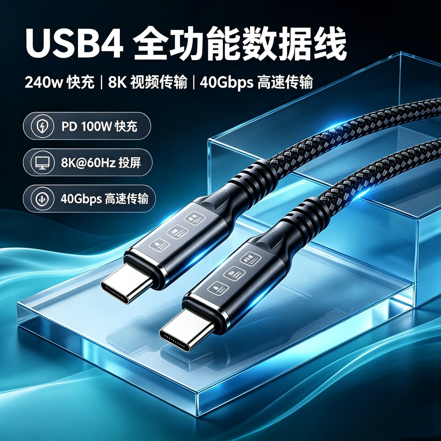 typec全功能线usb4雷电4数据线