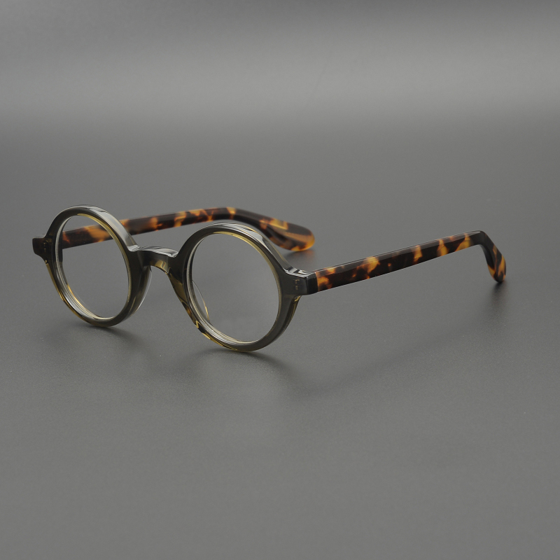 设计师古典玳瑁色 日本小圆框手造复古眼镜框架 男女高度数小脸