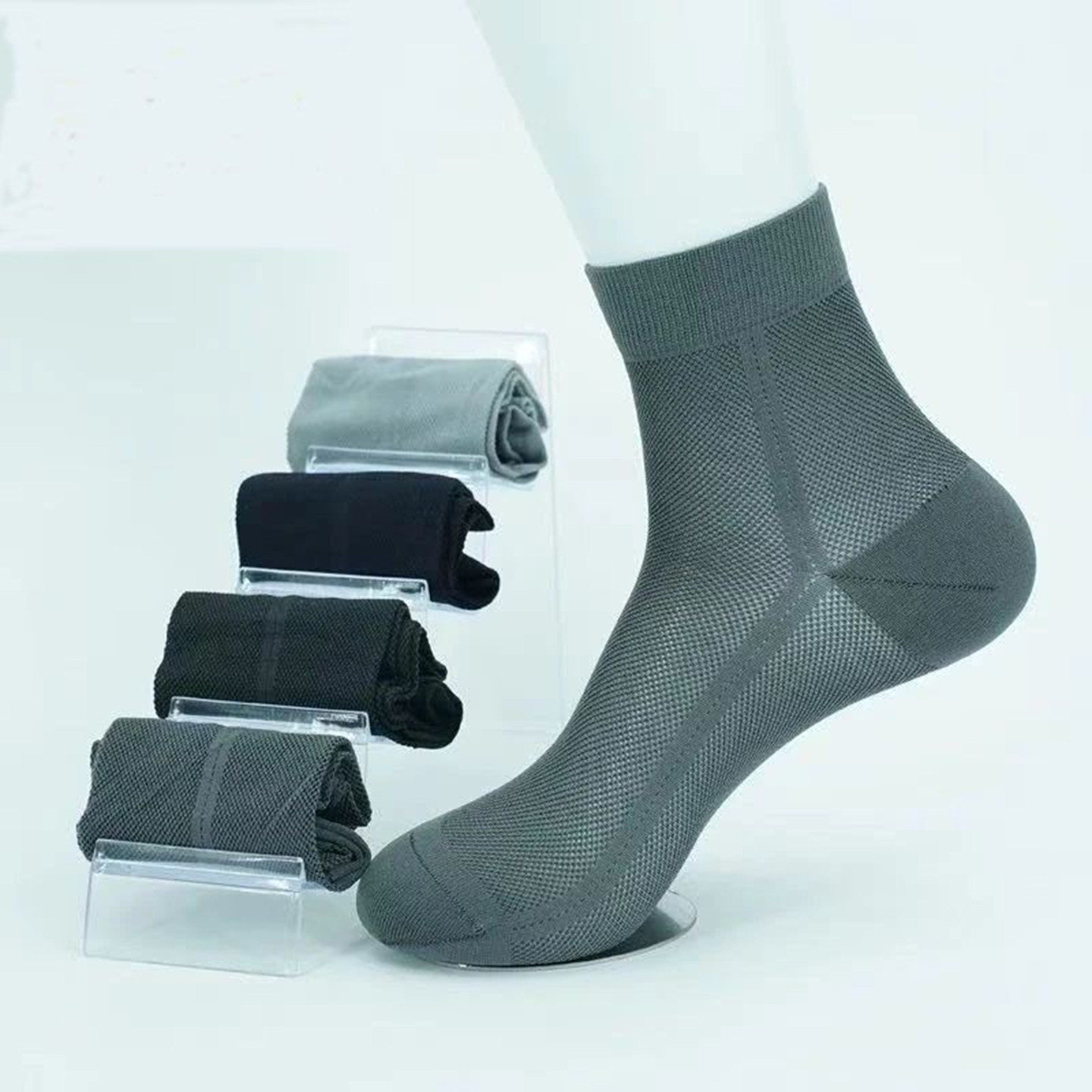 玟若夏季薄款网眼袜中短筒男棉袜透气吸汗袜子耐穿不起球防臭脚袜