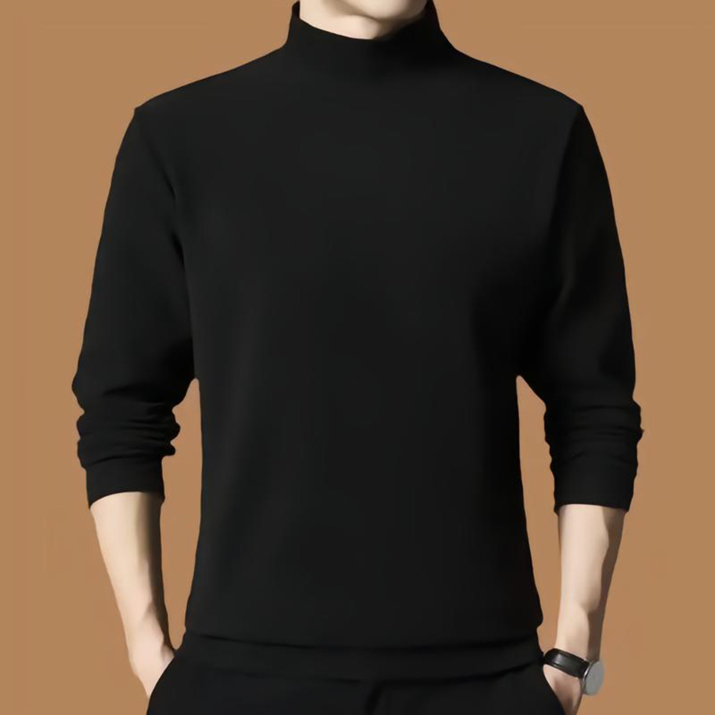 凯丽百货德绒恒温保暖衣抗寒加绒加厚男士打底衫半高领纯色长袖潮