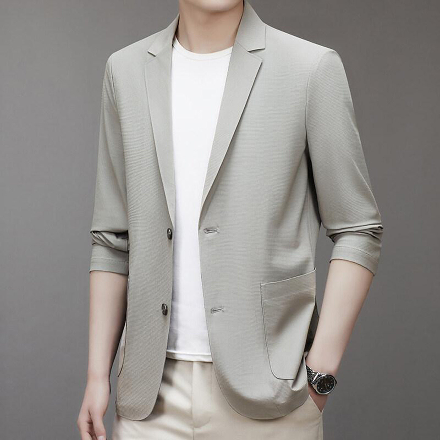 雪溪男装总裁同款西装外套夏季薄款冰丝防晒西服高档无痕商务夹克