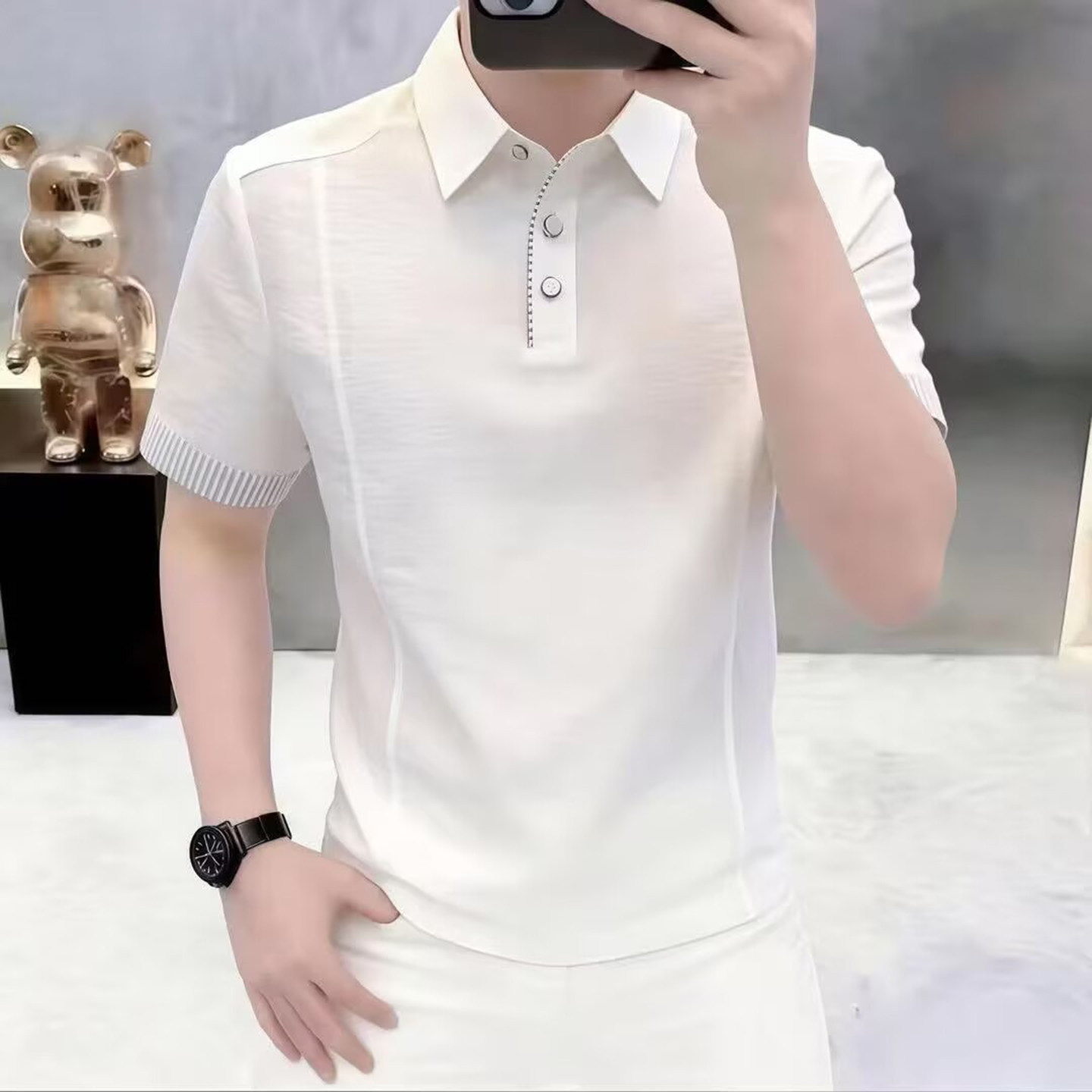 点击率潮牌男装专柜正品翻领短袖2026夏季新款POLO衫纯色老钱T恤