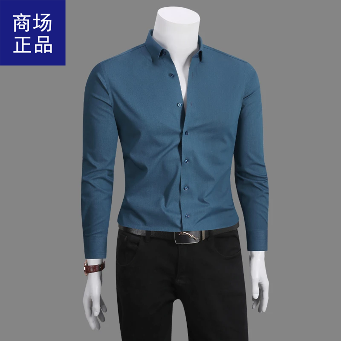 盛莱德轻奢男装专卖店高档商务长袖2026新款衬衣春季免烫纯色衬衫