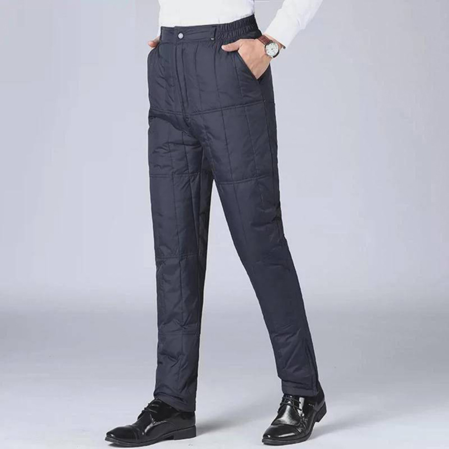 芙霖羽绒裤秋冬男士保暖裤中老年爸爸男装休闲棉裤防风防寒长裤子