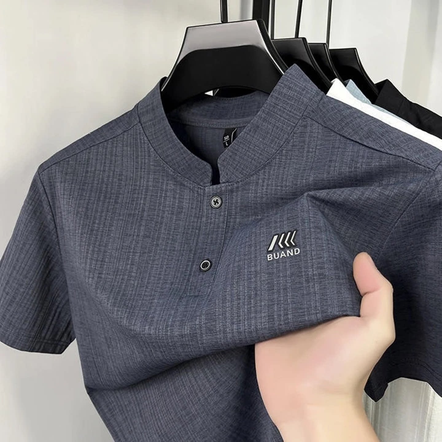 榕坤品质优选男装2026夏季新款立领短袖透气速干上衣运动套头T恤