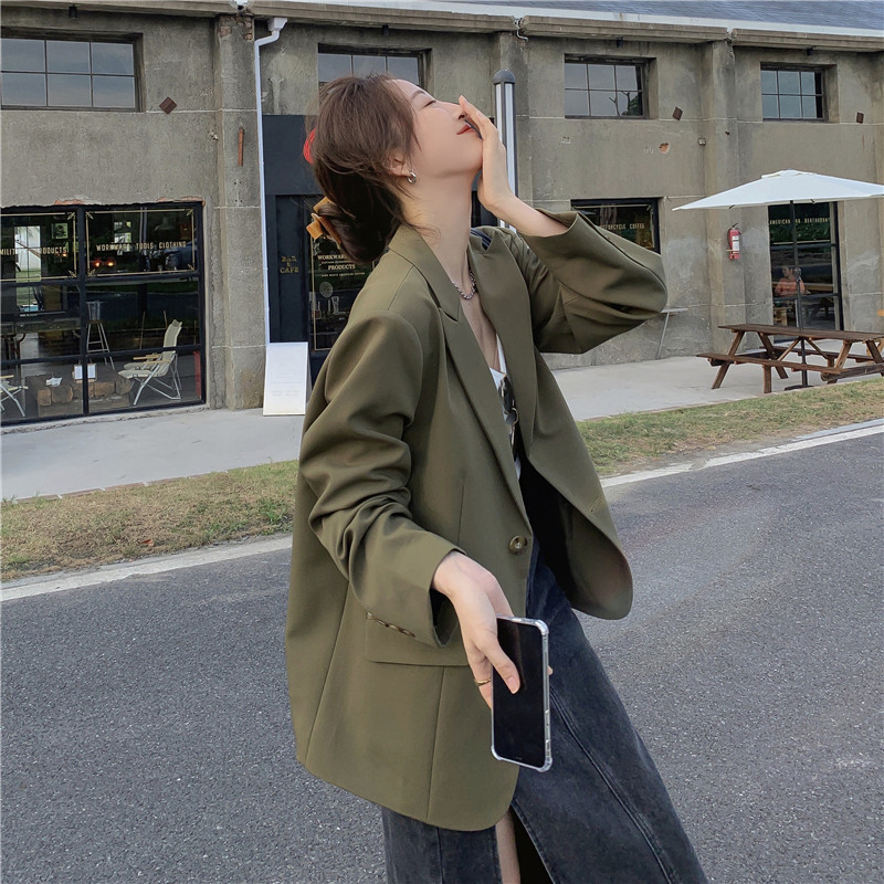 【】春装附买家秀D033-X661-P120-K198斜口袋军绿色,女装西装,2D033