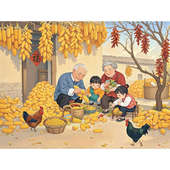 复古怀旧乡村丰收贴画阖家欢乐幸福时光墙贴客厅电视沙不干胶贴纸