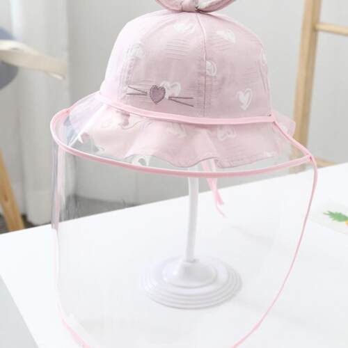 小月龄宝宝防护帽渔夫帽子薄款新生婴儿防疫面罩0到6月防病毒专用