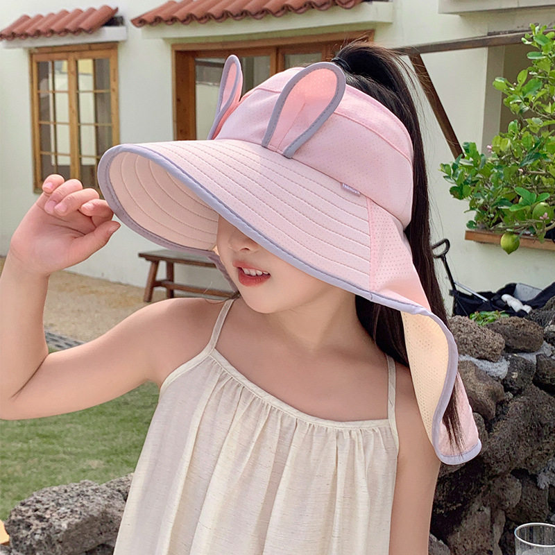 儿童防晒帽护脖颈夏季防紫外线可爱大帽檐遮阳男孩女童空顶太阳帽