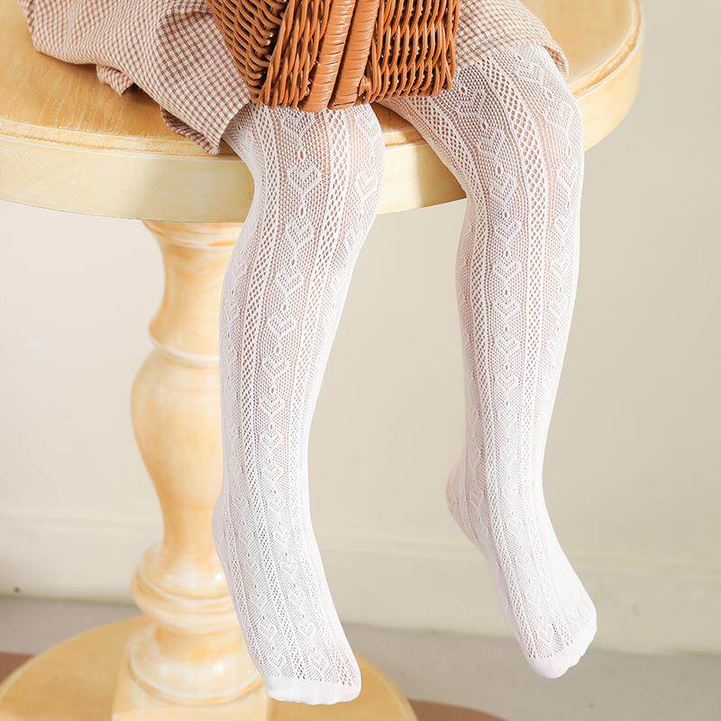 女童丝袜夏季薄款儿童连裤袜防勾丝宝宝打底袜子白色配裙子连体袜