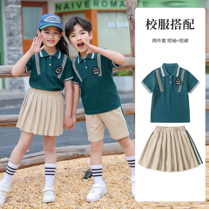 小学生校服夏季幼儿园园服纯棉运动套装学院风毕业照短袖春秋班服