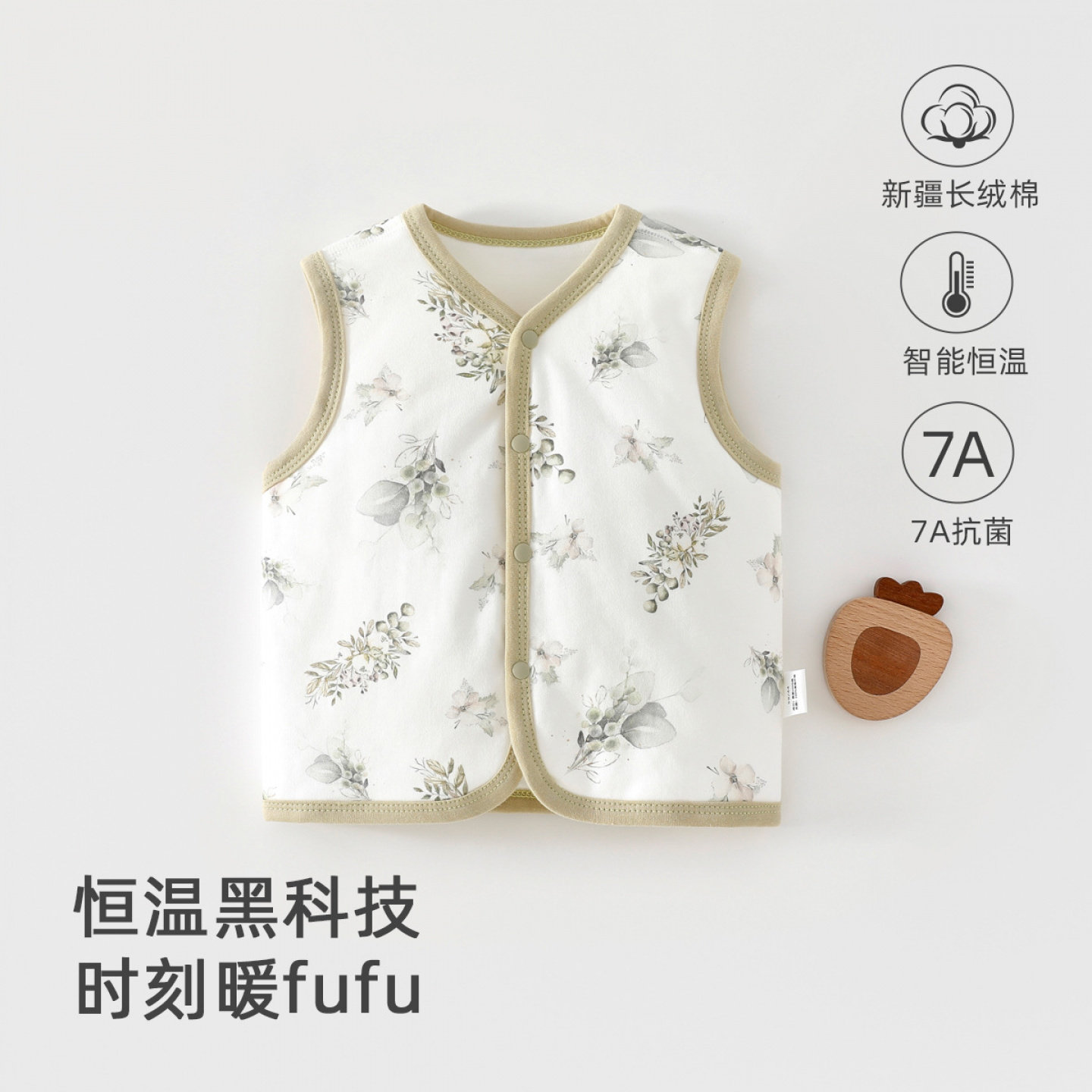 婴儿纯棉夹棉马甲春秋冬外穿