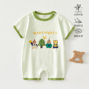 安阳婴童装婴儿连体衣夏季薄款套头短袖哈衣 男女宝宝无骨空调服