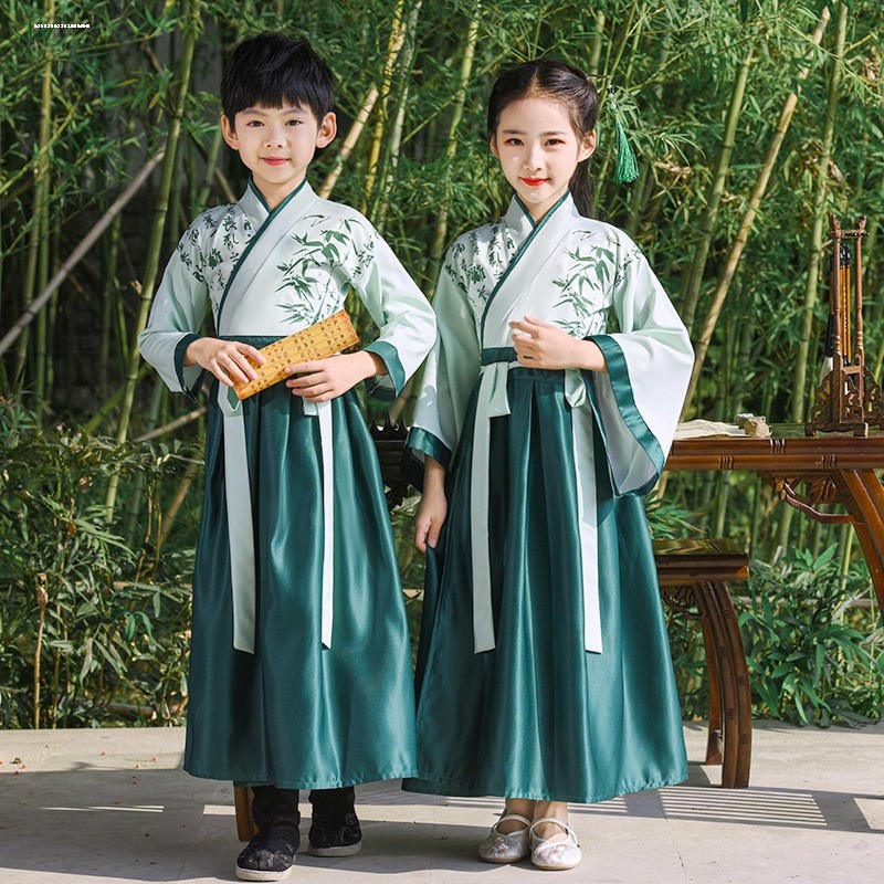 어린이 HANFU 봄과 가을 의류 소년의 중국 스타일 당나라 정장 드레스 소녀의 고대 의상 유치원 중국 연구 고대 스타일의 공연 의상
