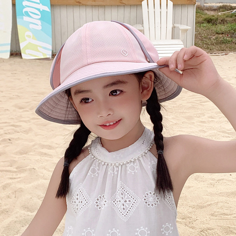 渔夫帽子女2024春秋季防晒儿童太阳帽可爱萌娃遮阳帽夏天女童盆帽