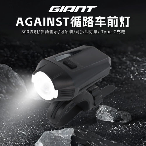 正品GIANT捷安特AGAINST循路车前灯山地公路车夜骑高亮警示前车灯