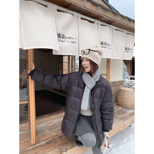 UVPU多色方格羽绒服2025秋冬圆领简约舒适保暖上衣加厚款女外套