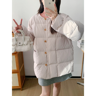 UVPU 多色无领短款羽绒服女2024秋冬加厚中长款小个子保暖外套