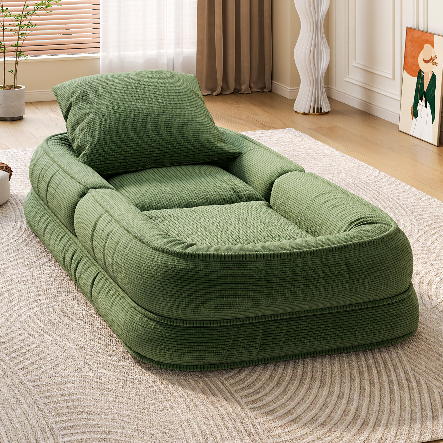 懒人沙发人类狗窝榻榻米可躺可睡躺椅卧室单人可折叠沙发床窝窝椅