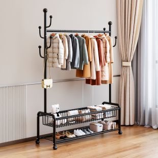 晾衣架落地卧室可移动家用凉衣架阳台挂衣服架子室内简易杆衣帽架