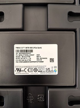 三星PM9A3 7.68T 全新 U.2 NVME企业级固态盘MZQL27T6HBLA-000A07