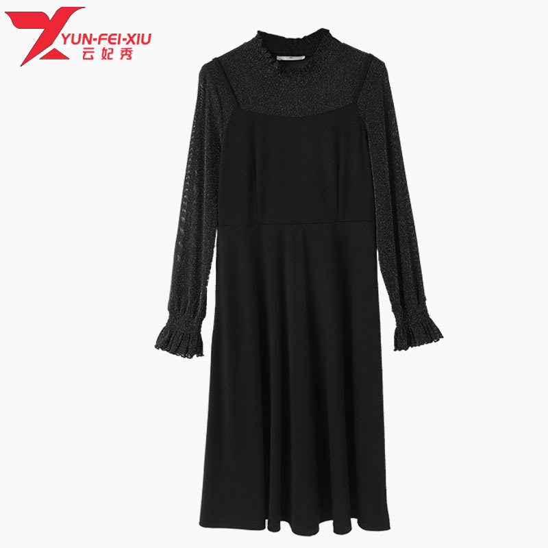 遮肉胖妹妹显瘦百搭蕾丝大码女装2020秋季新款时尚气质韩版连衣裙