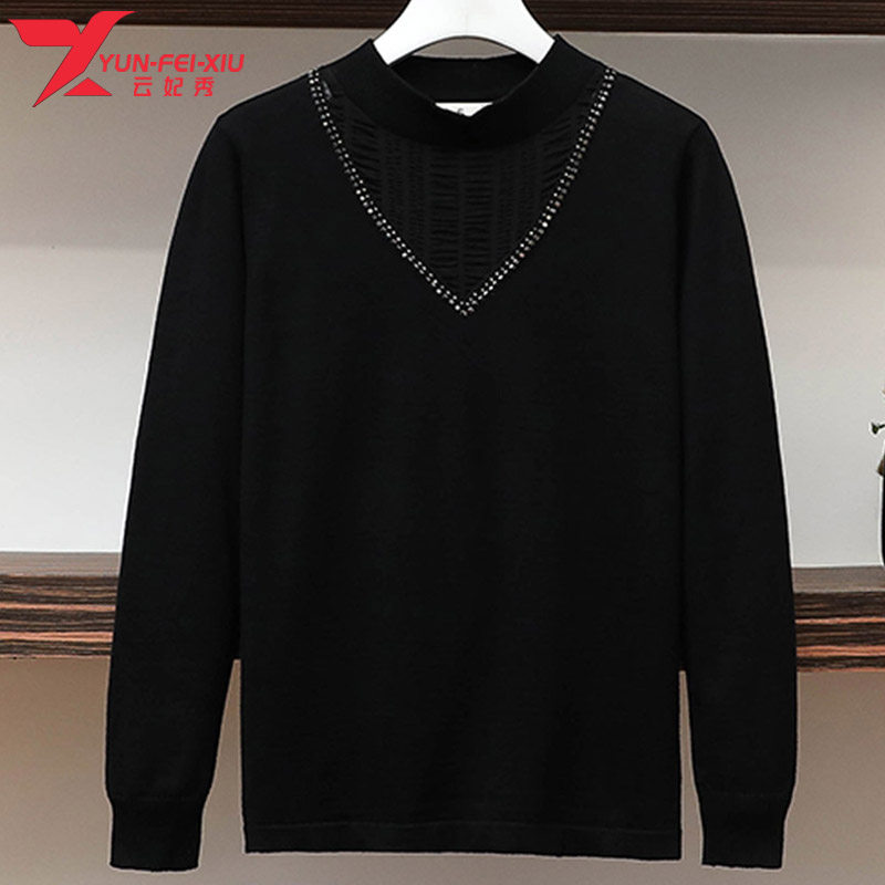 大码女装韩版时尚洋气胖MM显瘦遮肉2020秋季半高领宽松百搭上衣潮