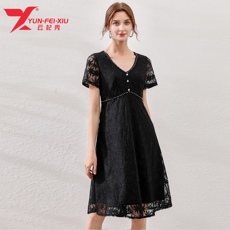 韩版时尚宽松V领洋气大码女装胖MM显瘦遮肉2020夏季新款连衣裙潮