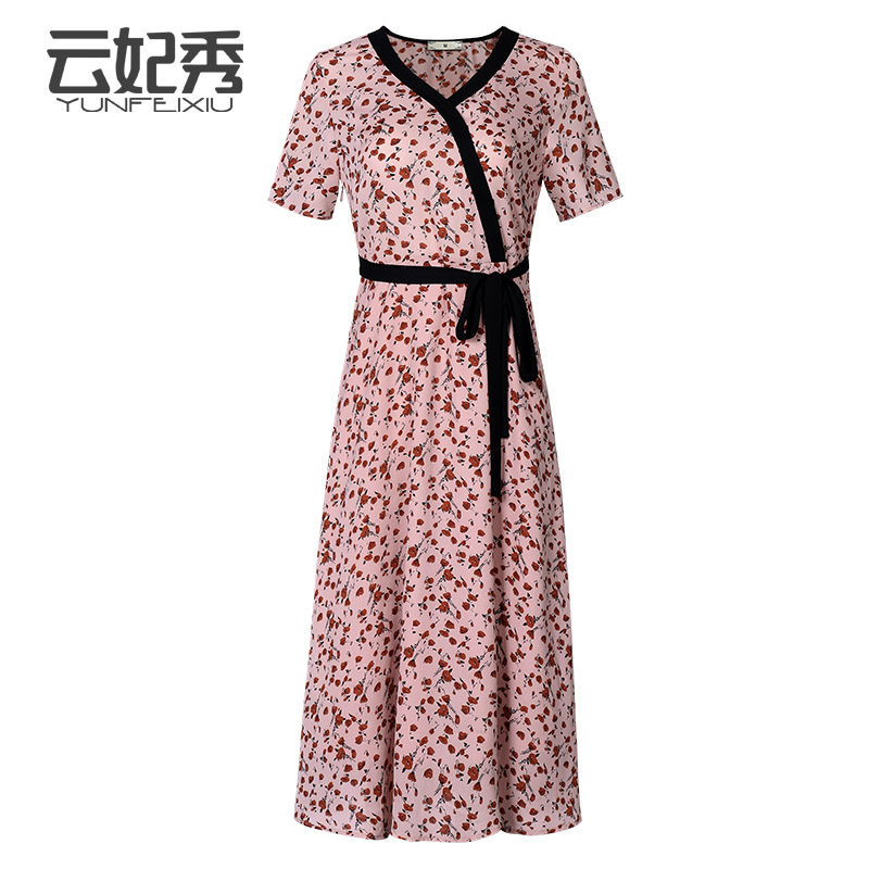 2020夏季韩版新款胖妹妹显瘦V领大码宽松时尚百搭洋气连衣裙潮