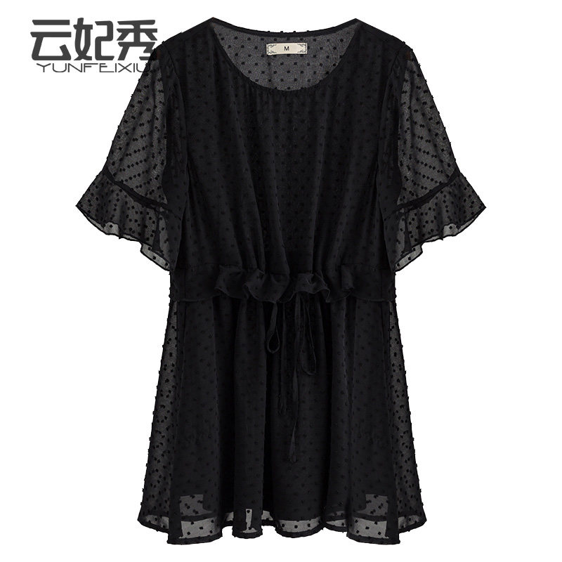 韩版大码收腰时尚宽松百搭胖妹妹显瘦圆领遮肚子2020夏季新款上衣