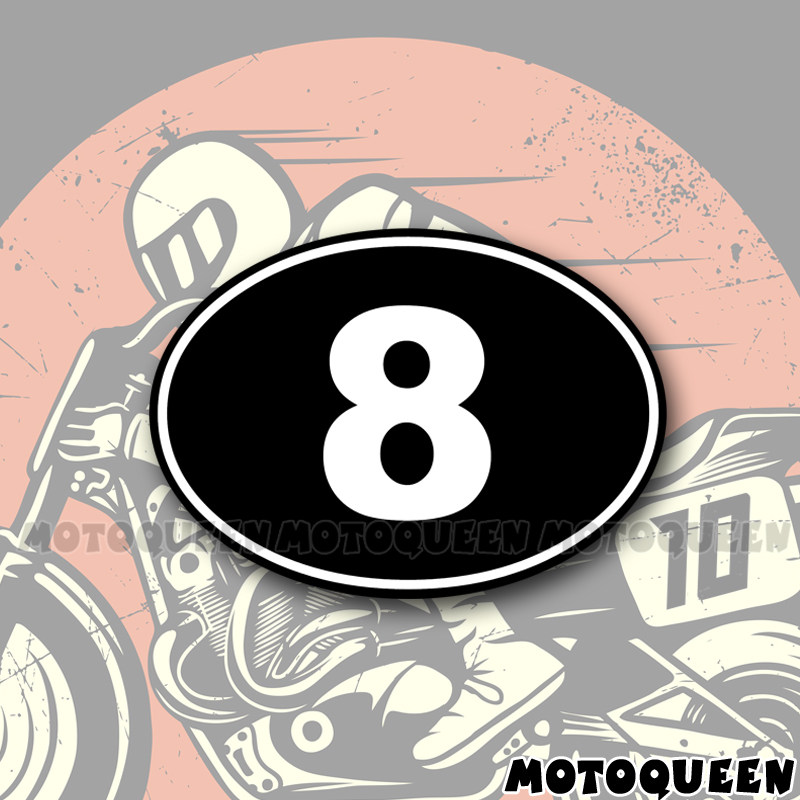复古机车头身赛跑摩托车边盖油箱椭圆数字123456789装饰贴纸贴花