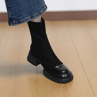 巨好看短筒靴子女秋冬2025新款爆款小短靴女瘦瘦靴粗跟高级感踝靴