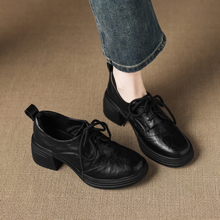 羊皮厚底乐福鞋2026新款春款巨好看英伦复古小皮鞋粗跟绝美单鞋女