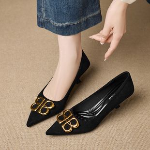 气质高跟鞋女2026新款春款巨好看细跟尖头浅口单鞋女不累脚配裙子