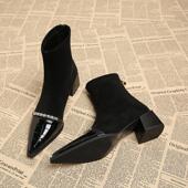 尖头短靴女法式 高跟袜靴2025新款 秋冬欧货爆款 小踝靴高级感瘦瘦靴